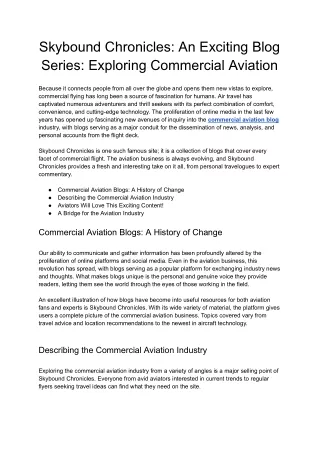 Skybound Chronicles_ An Exciting Blog Series_ Exploring Commercial Aviation - Google Docs