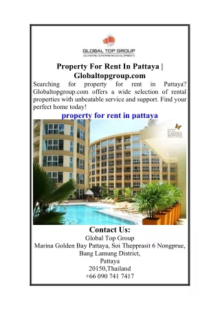 Property For Rent In Pattaya  Globaltopgroup.com