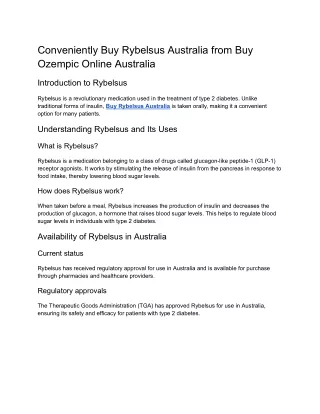 Conveniently Buy Rybelsus Australia from Buy Ozempic Online Australia