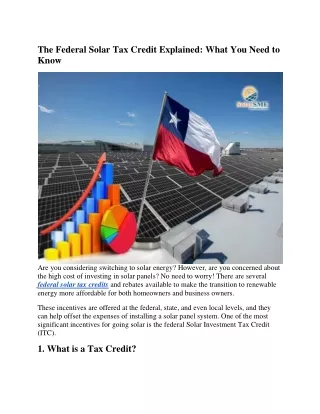 The Federal Solar Tax Credit Explained