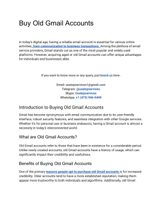 100% Pure To Buy Old Gmail Accounts In This Year