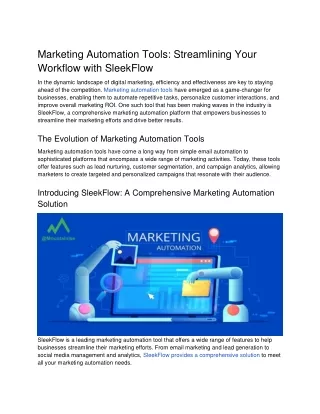 Marketing Automation Tools_ Streamlining Your Workflow with SleekFlow