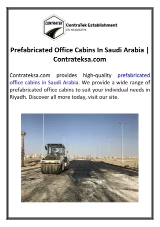 Prefabricated Office Cabins In Saudi Arabia  Contrateksa.com