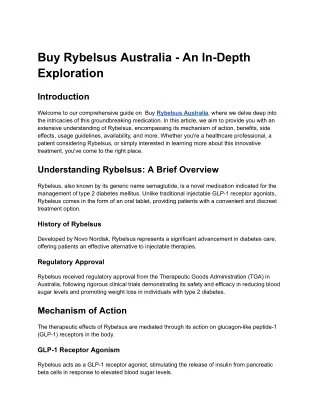 Buy Rybelsus Australia - An In-Depth Exploration