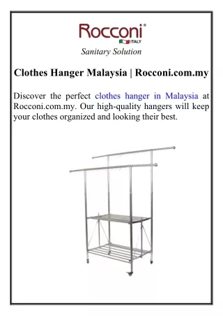 Clothes Hanger Malaysia  Rocconi.com.my