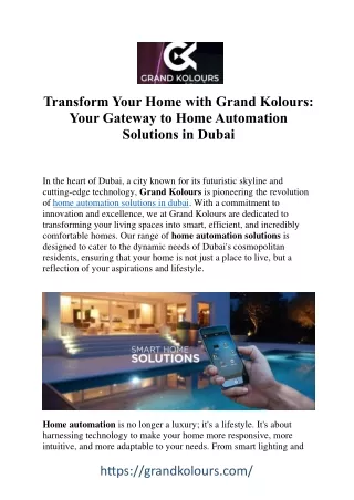 Smart Living Made Easy: Home Automation Solutions in Dubai