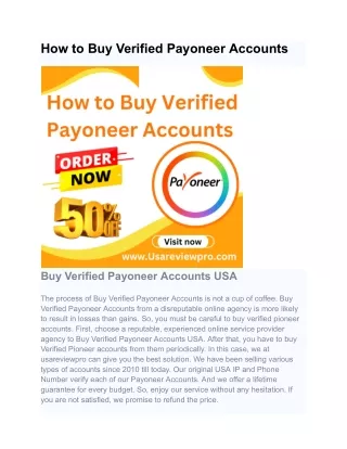 How to Buy Verified Payoneer Accounts