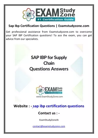 Sap Ibp Certification Questions  Examstudyzone.com