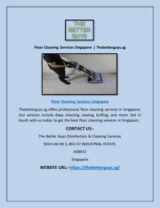 Floor Cleaning Services Singapore | Thebetterguys.sg