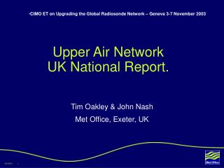 Upper Air Network UK National Report.
