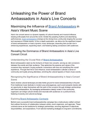 Unleashing the Power of Brand Ambassadors in Asia’s Live Concerts