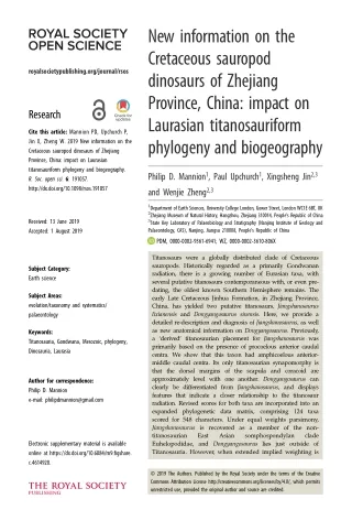 New information on the Cretaceous sauropod dinosaurs of Zhejiang Province, China_ impact on Laurasian titanosauriform ph