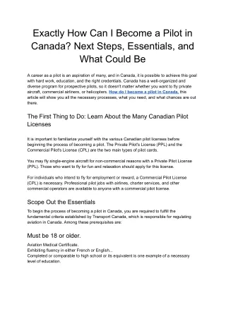 Exactly How Can I Become a Pilot in Canada - Google Docs