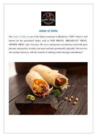 Flat $5 off Jaadu of Zaika Blacktown - Order Now