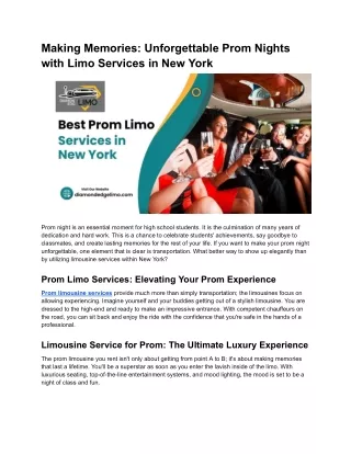 Making Memories_ Unforgettable Prom Nights with Limo Services in New York