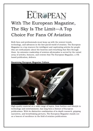 Best And Latest  European Magazines And ,financial News