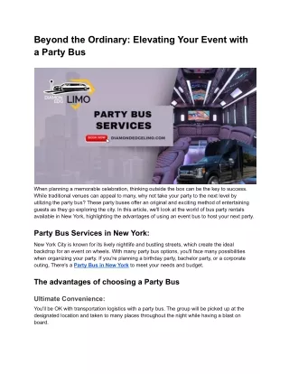 Beyond the Ordinary: Elevating Your Event with a Party Bus