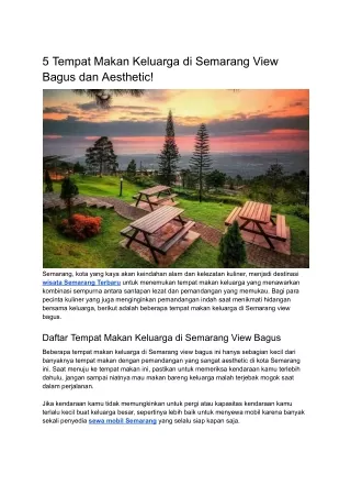 5 Tempat Makan Keluarga di Semarang View Bagus dan Aesthetic