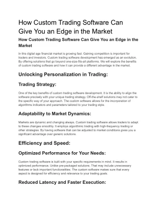 How Custom Trading Software Can Give You an Edge in the Market