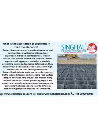 geotextile Manufacture inn India | Singhal industries