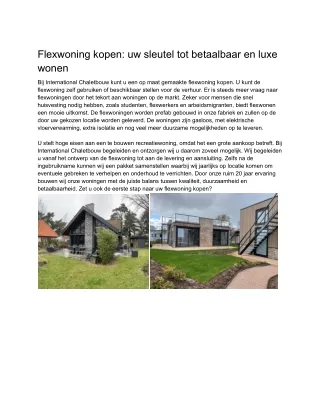 Koop uw eigen flexwoning