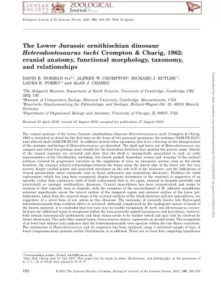 The Lower Jurassic ornithischian dinosaur Heterodontosaurus tucki Crompton & Charig, 1962_ cranial anatomy, functional m