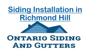 Siding Installation in Richmond Hill