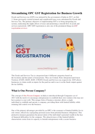 Streamlining OPC GST Registration for Business Growt1