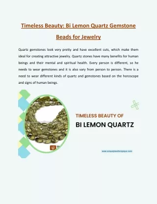 Timeless Beauty Bi Lemon Quartz Gemstone Beads for Jewelry