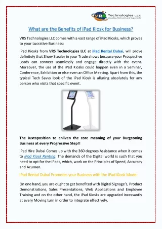 What are the Benefits of iPad Kiosk for Business?