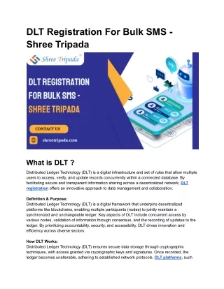 DLT Registration For Bulk SMS - Shree Tripada