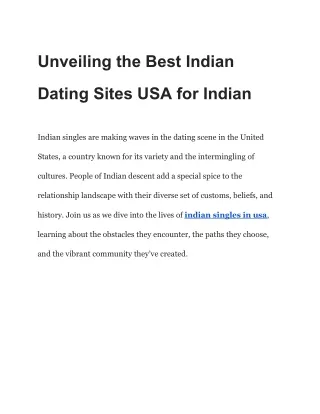 Indian Dating Sites USA: Helping Indian Singles Find Their Match