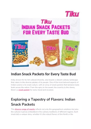 Indian Snack Packets for Every Taste Bud