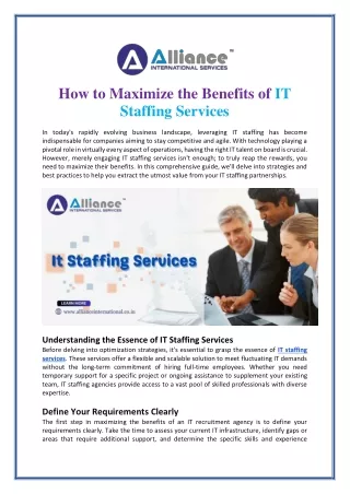 How to Maximize the Benefits of IT Staffing Services