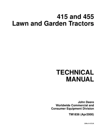 JOHN DEERE 455 LAWN GARDEN TRACTOR Service Repair Manual  1