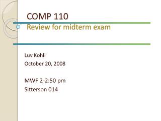 COMP 110 Review for midterm exam