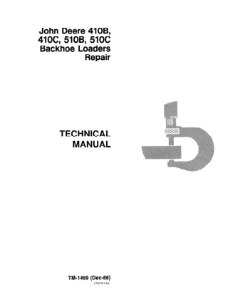 JOHN DEERE 510B BACKHOE LOADER Service Repair Manual