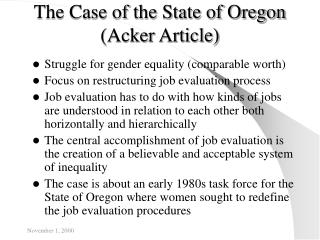 The Case of the State of Oregon (Acker Article)