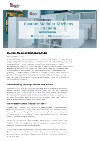 Custom Modular Kitchens in India