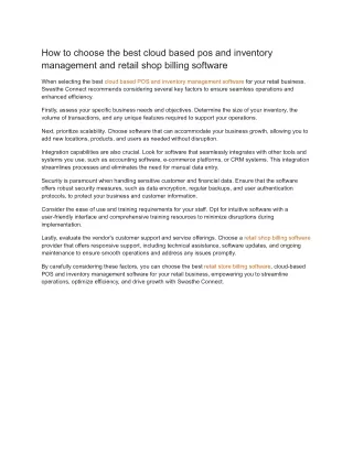 How to choose the best cloud based pos and inventory management and retail shop billing software