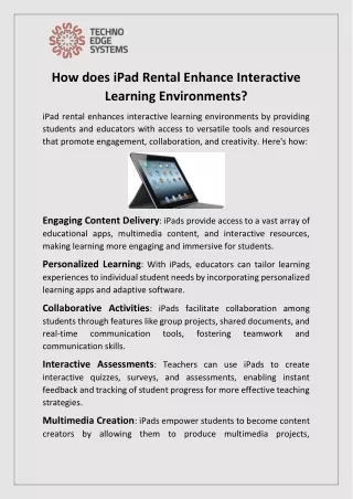 How does iPad Rental Enhance Interactive Learning Environments?