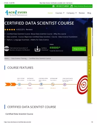 Data Science Course certificate - 4achievers