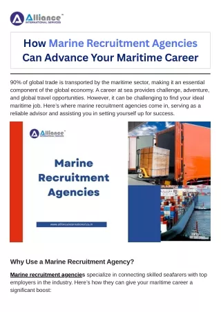 How Marine Recruitment Agencies Can Advance Your Maritime Career
