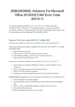 [KB63363908]- Solutions For Microsoft Office 2019/2021/365 Error Code 30015-11