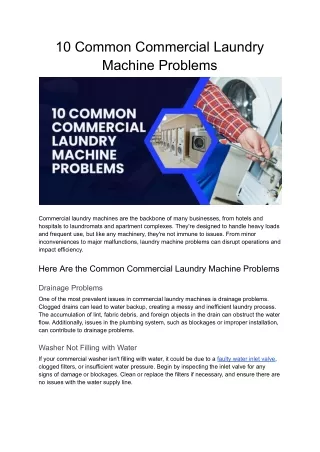 10 Common Commercial Laundry Machine Problems