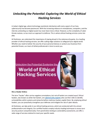 Unlocking the Potential Exploring the World of Ethical Hacking Services