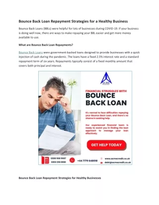 Bounce Back Loan Repayment Strategies for a Healthy Business