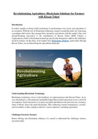 Blockchain Solutions for Farmers with Kissan