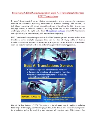 Unlocking Global Communication with AI Translation Software EPIC Translations