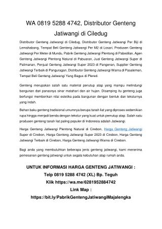 WA 0819 5288 4742, Pusat Jual Genteng Jatiwangi di Cirebon